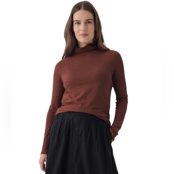 Pact Featherweight Slub Relaxed Turtleneck Berry Color Organic Cotton Women's XL - Picture 2 of 8
